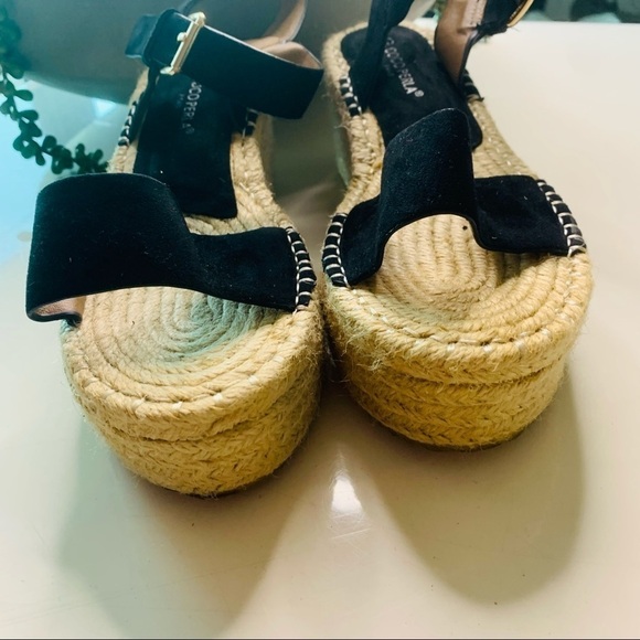 Coco Perla Paris platform open toe rope weave shoe black sz 7 women’s - Picture 2 of 10